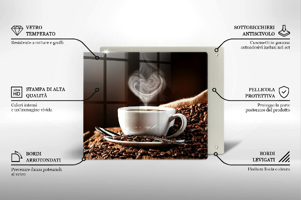 Tábua de vidro Café e uma xícara