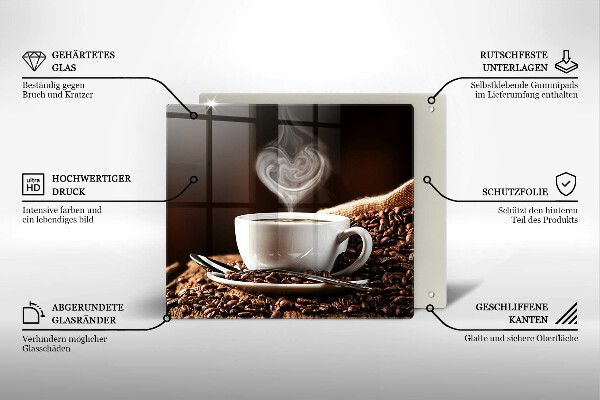 Tábua de vidro Café e uma xícara