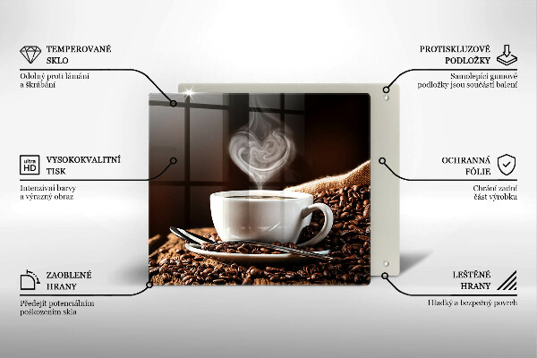 Tábua de vidro Café e uma xícara