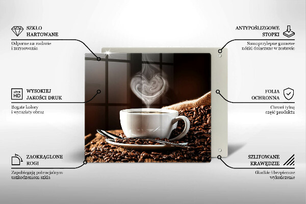 Tábua de vidro Café e uma xícara