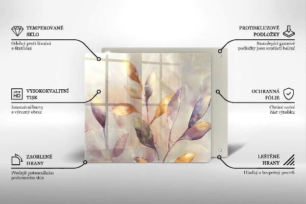 Tábua corte Folhas boho pintadas