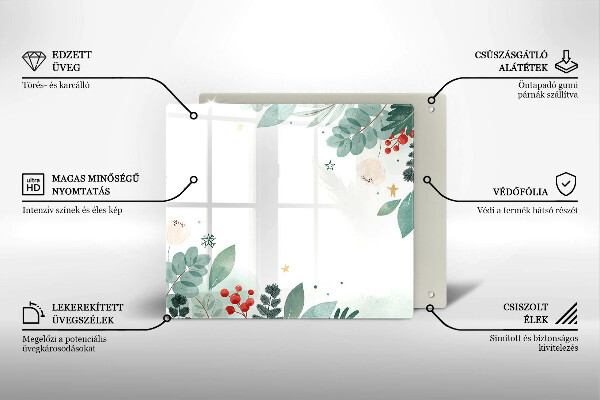 Tábua de vidro Folhas de aquarela