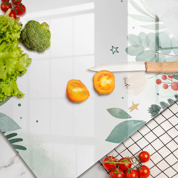 Tábua de vidro Folhas de aquarela