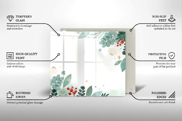 Tábua de vidro Folhas de aquarela