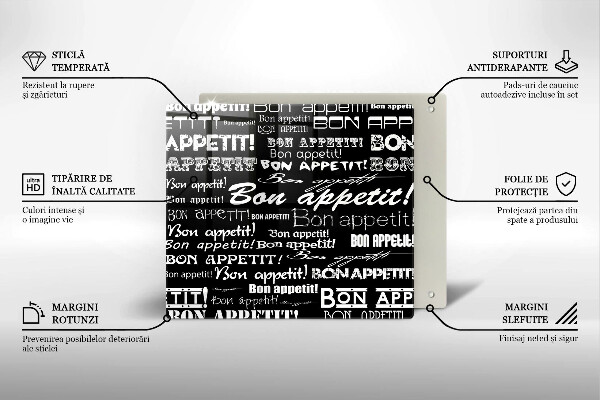 Tábua de cortar alimentos Legendas de cozinha Bom apetite