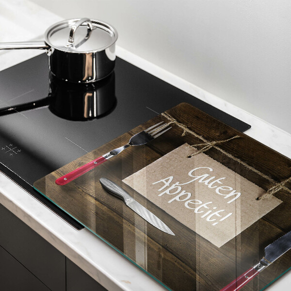 Tábua de vidro Placa Guten Apetit nos painéis