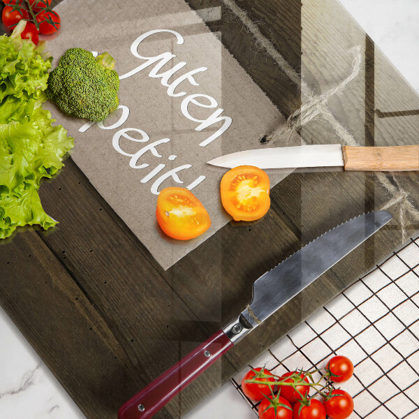 Tábua de vidro Placa Guten Apetit nos painéis