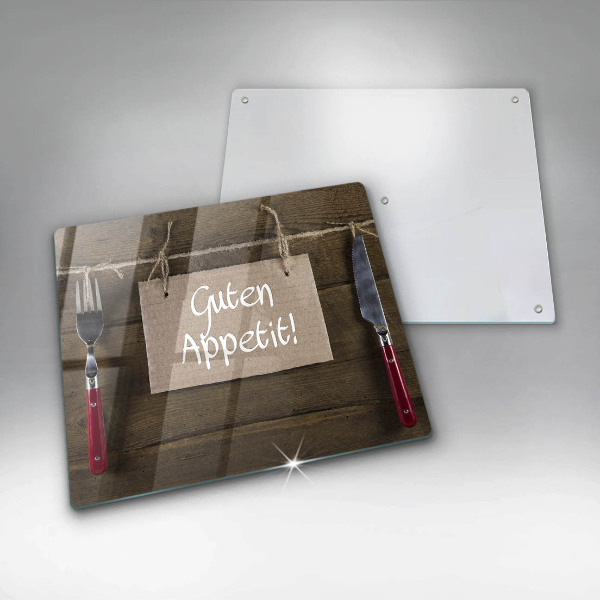 Tábua de vidro Placa Guten Apetit nos painéis