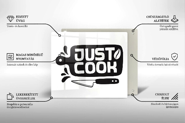 Tábua de cortar de vidro Placa de cozinha "Just Cook"