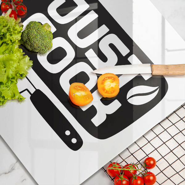 Tábua de cortar de vidro Placa de cozinha "Just Cook"