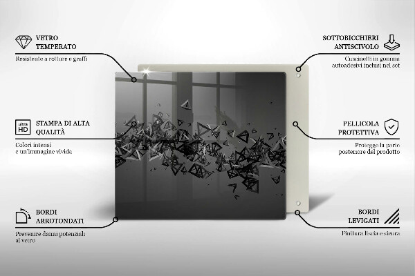 Tábua de cortar de vidro Formas 3D abstratas
