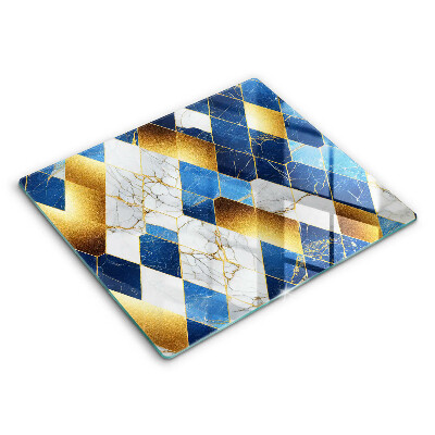 Tábua de vidro Mármore losango dourado