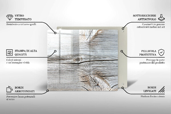 Tábua de cortar de vidro Estrutura de madeira leve