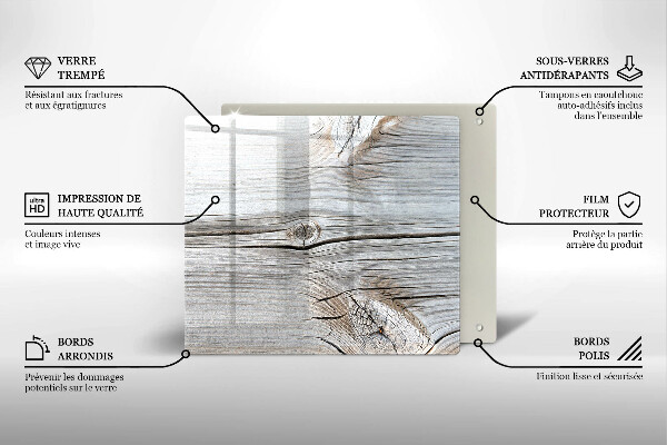 Tábua de cortar de vidro Estrutura de madeira leve