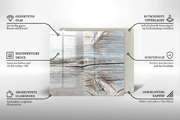 Tábua de cortar de vidro Estrutura de madeira leve