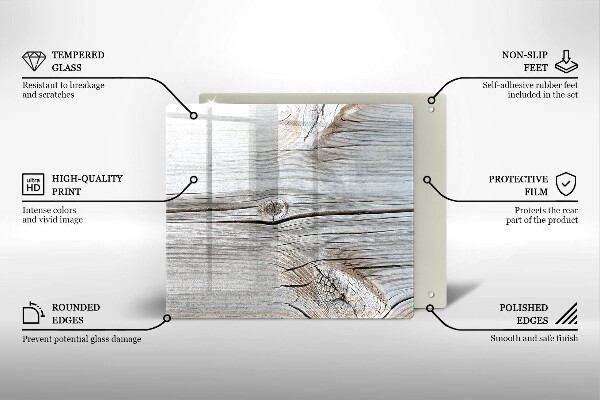 Tábua de cortar de vidro Estrutura de madeira leve