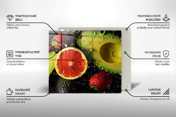 Tábua de corte de vidro Frutas e vegetais