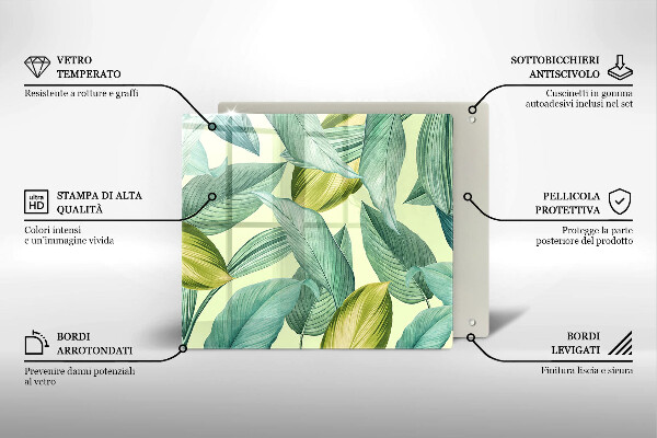 Tábua de corte Folhas tropicais verdes