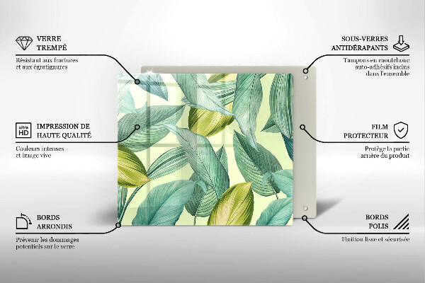 Tábua de corte Folhas tropicais verdes