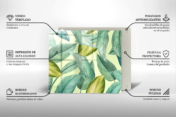 Tábua de corte Folhas tropicais verdes