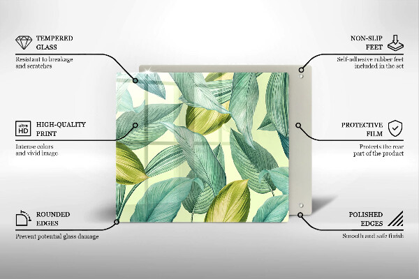 Tábua de corte Folhas tropicais verdes