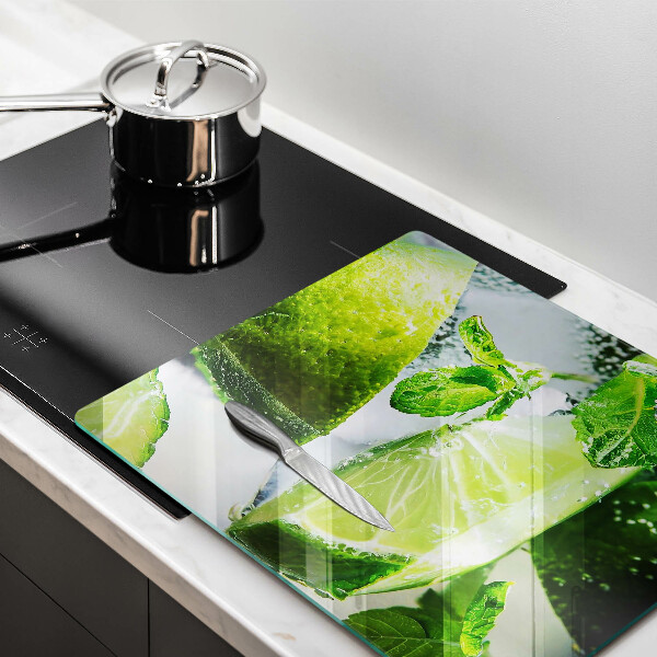 Tábua de vidro Água com limão e gelo