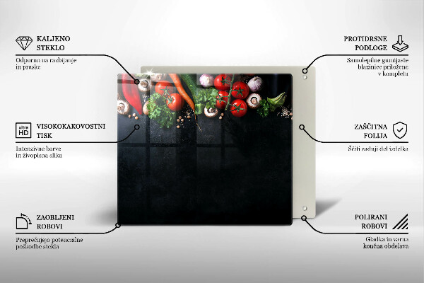 Tábua de vidro Vegetais coloridos