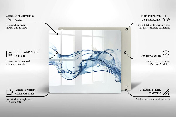 Tábua de cortar de vidro Água cristalina