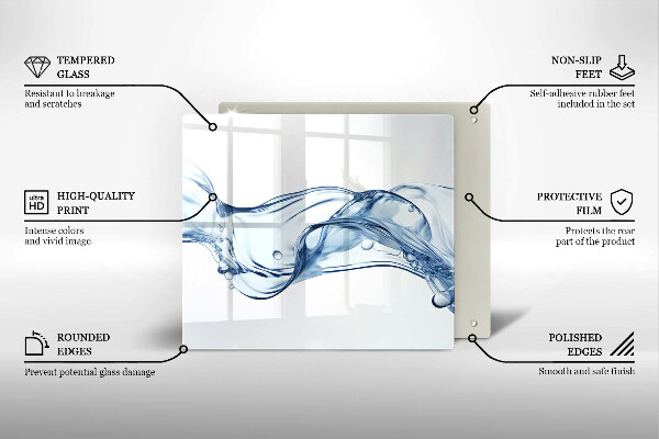 Tábua de cortar de vidro Água cristalina