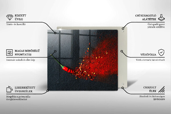 Tábua de corte de vidro Pimenta