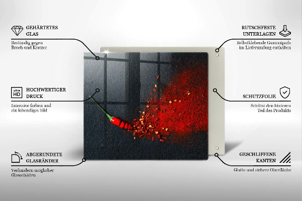 Tábua de corte de vidro Pimenta