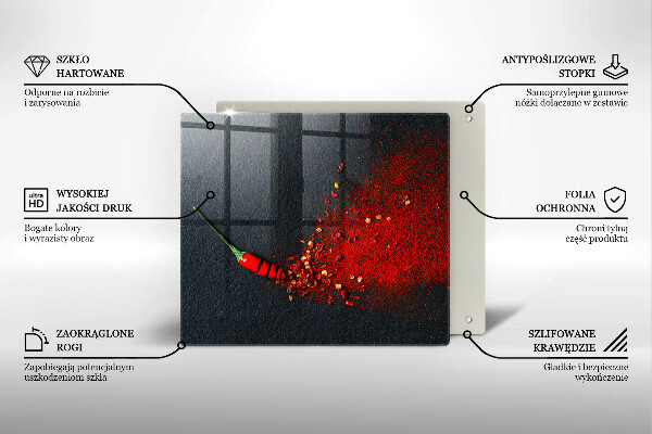 Tábua de corte de vidro Pimenta