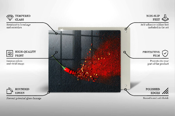 Tábua de corte de vidro Pimenta