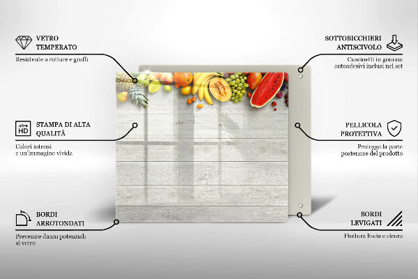 Tábua de corte de vidro Frutas em tábuas