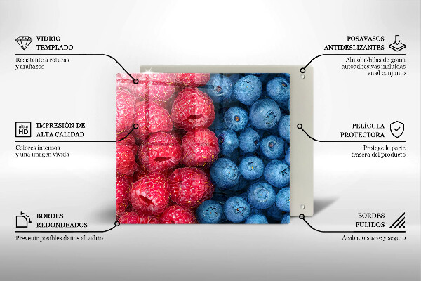 Tábua corte Framboesas e mirtilos