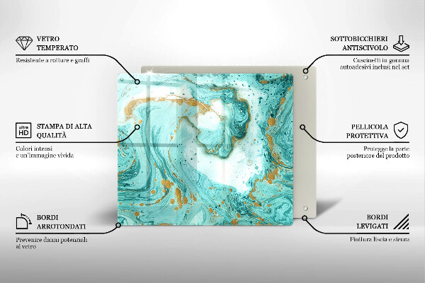 Tábua de vidro Abstração azul