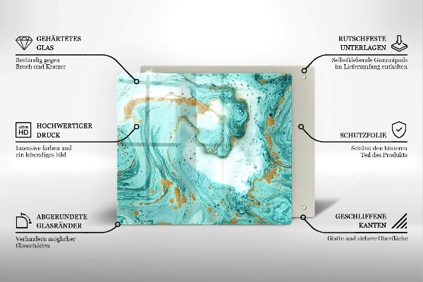 Tábua de vidro Abstração azul