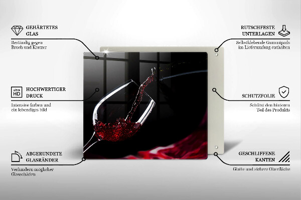 Tábua de cortar alimentos Um copo de vinho tinto