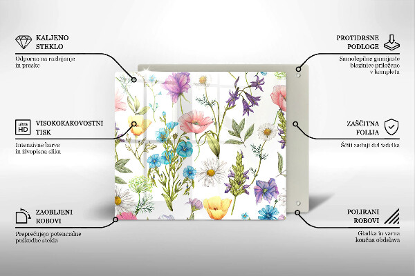 Tábua de cortar de vidro Ilustração de flores