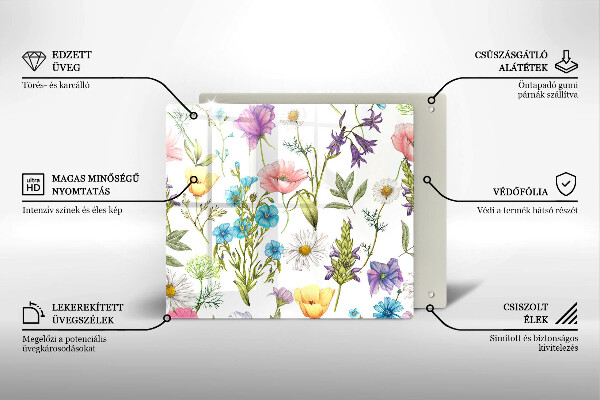 Tábua de cortar de vidro Ilustração de flores