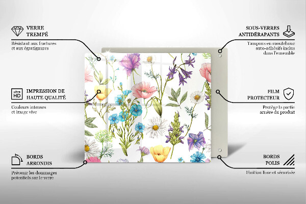 Tábua de cortar de vidro Ilustração de flores