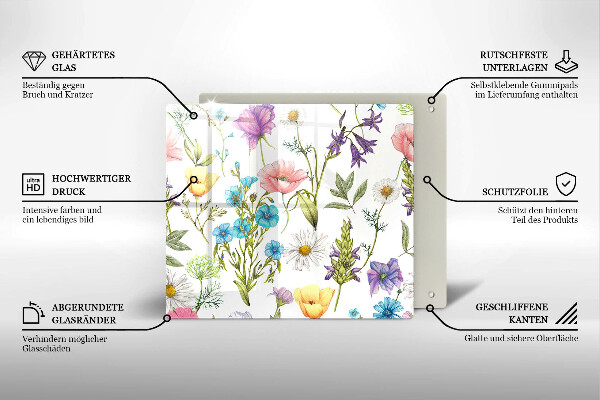 Tábua de cortar de vidro Ilustração de flores