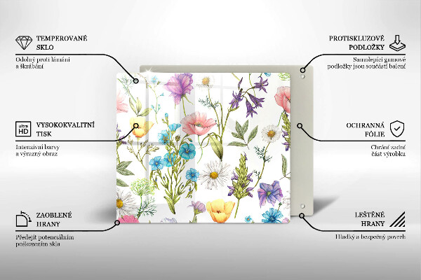 Tábua de cortar de vidro Ilustração de flores