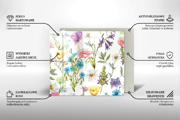 Tábua de cortar de vidro Ilustração de flores