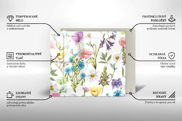 Tábua de cortar de vidro Ilustração de flores