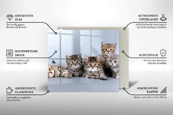 Tábua de corte de vidro Gatinhos fofos