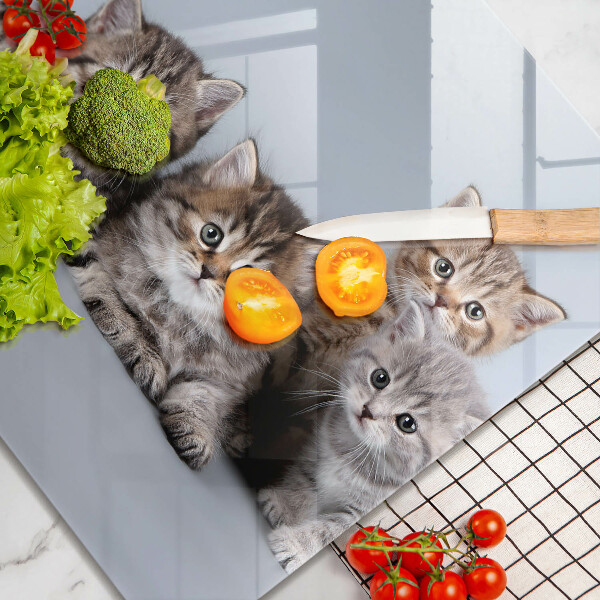 Tábua de corte de vidro Gatinhos fofos