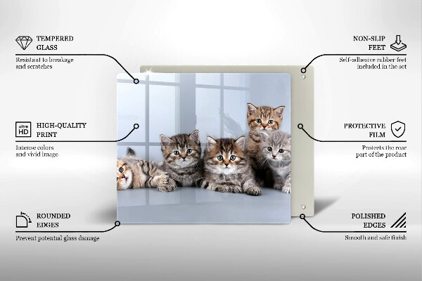 Tábua de corte de vidro Gatinhos fofos