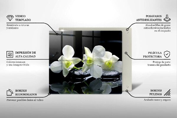 Tábua de cortar alimentos Flores Brancas em Água Zen