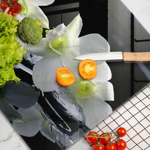 Tábua de cortar alimentos Flores Brancas em Água Zen